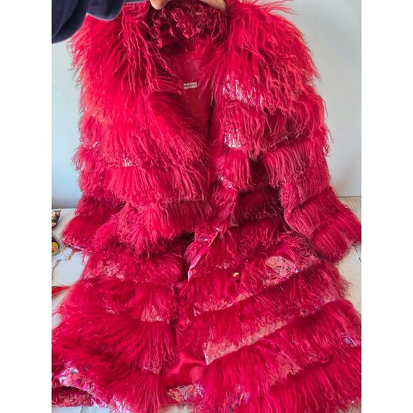 Antique France unique sheep alpaca ? coat fashion runway unique jacket women's M - Picture 1 of 12